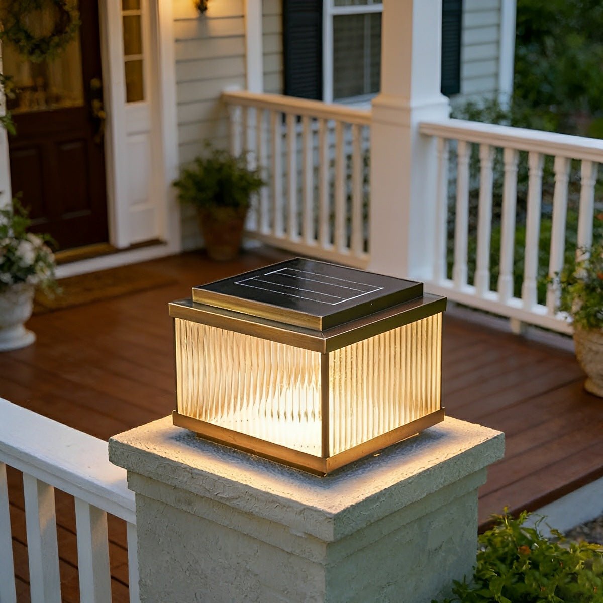 Solar Waterproof Square Vintage Copper LED Outdoor Post Light - Flare Shack