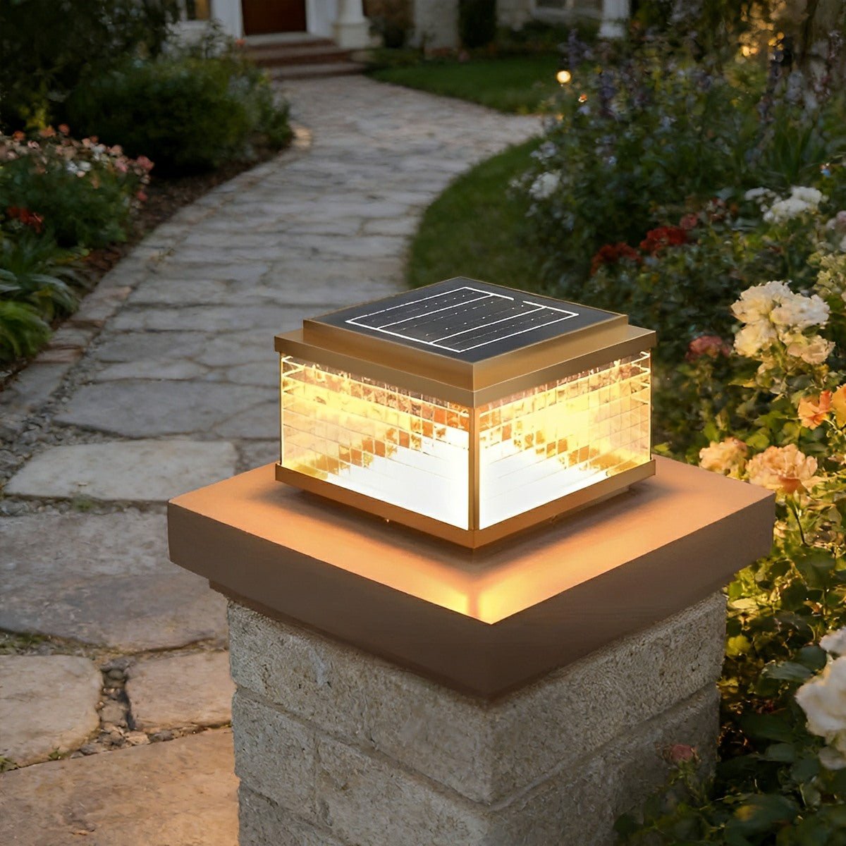 Solar Waterproof Square Vintage Copper LED Outdoor Post Light - Flare Shack