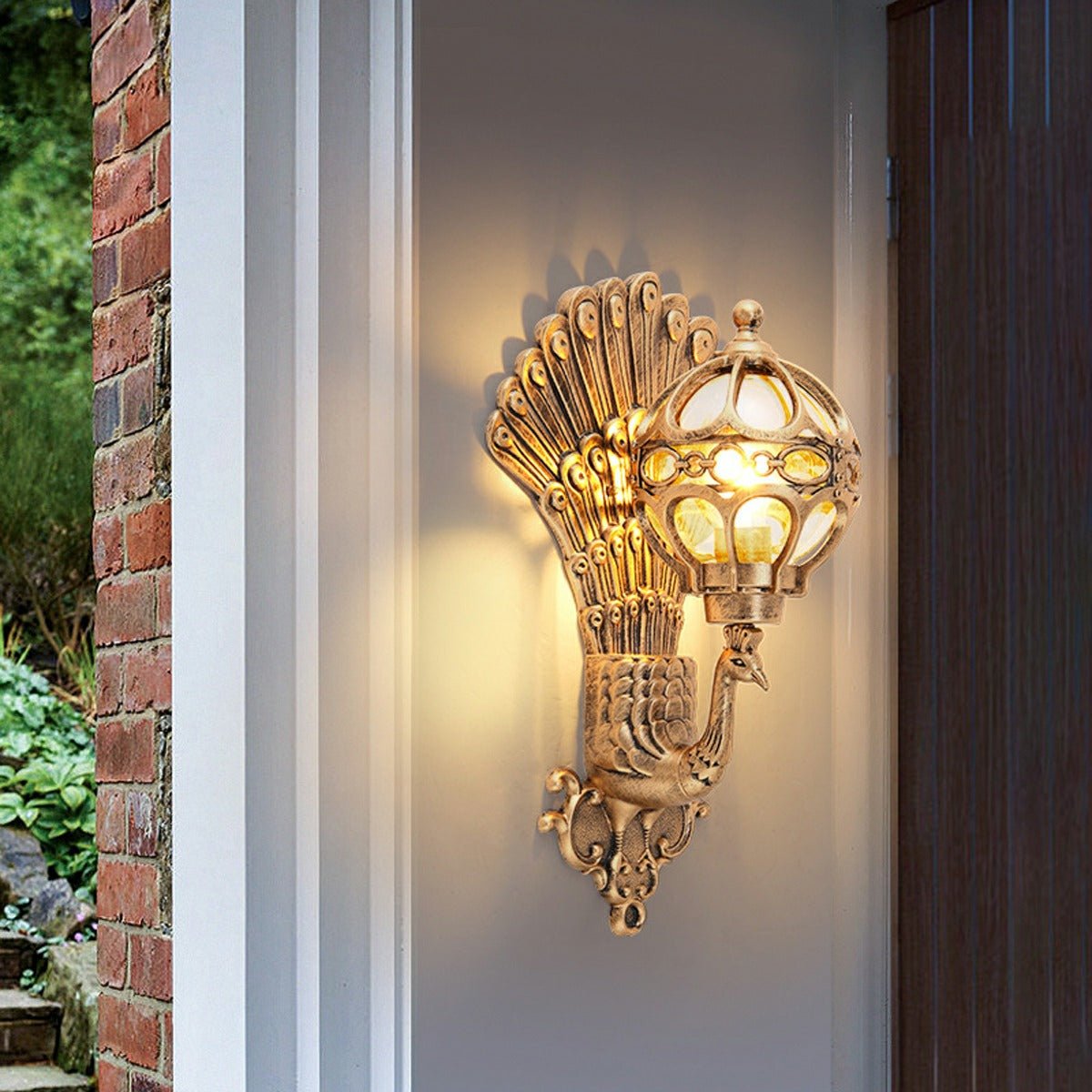 Solar Waterproof Vintage Peacock Outdoor LED Porch Wall Lights - Flare Shack