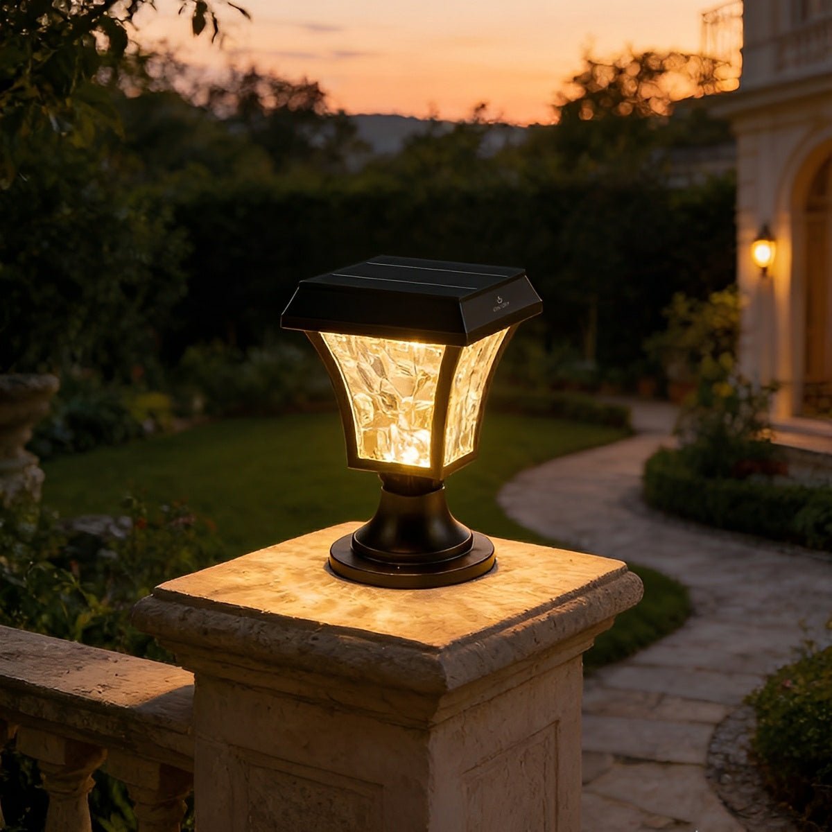 Solar Waterproof Water Wave Lampshade LED Outdoor Post Lights