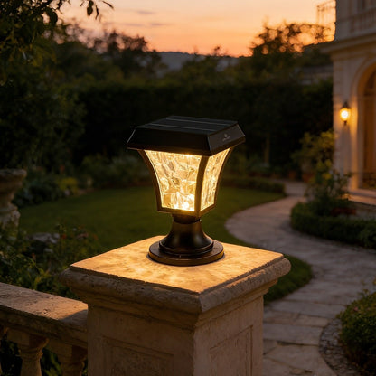 Solar Waterproof Water Wave Lampshade LED Outdoor Post Lights