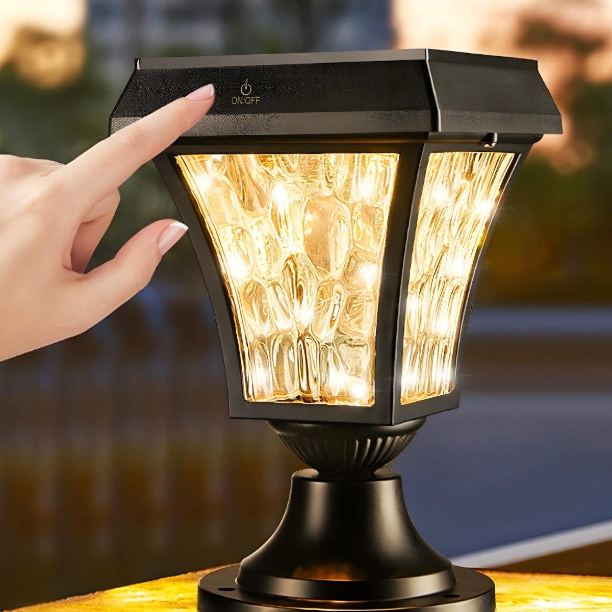 Solar Waterproof Water Wave Lampshade LED Outdoor Post Lights