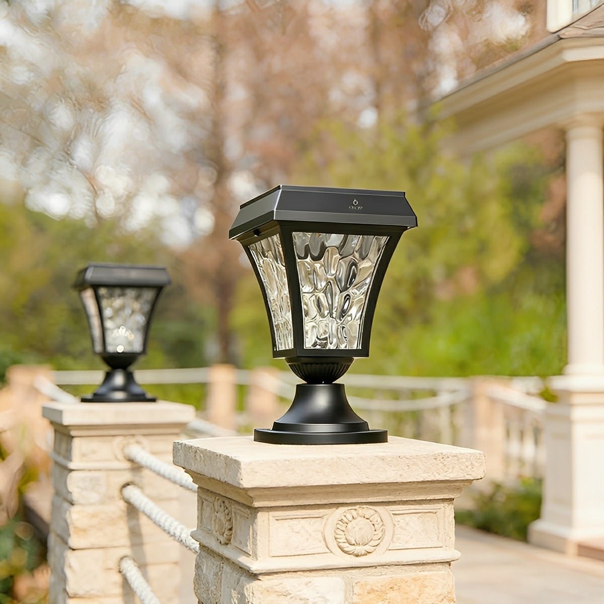 Solar Waterproof Water Wave Lampshade LED Outdoor Post Lights - Flare Shack