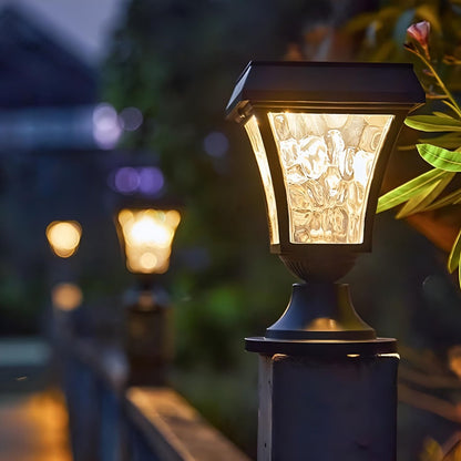 Solar Waterproof Water Wave Lampshade LED Outdoor Post Lights