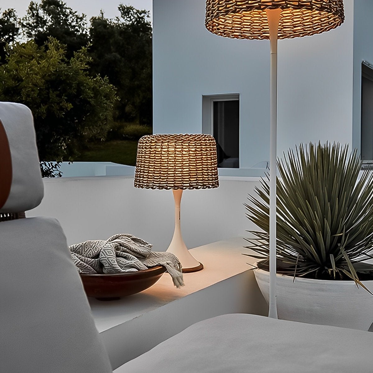 Solar Waterproof Weave Shade LED Outdoor Floor Lamp - Flare Shack