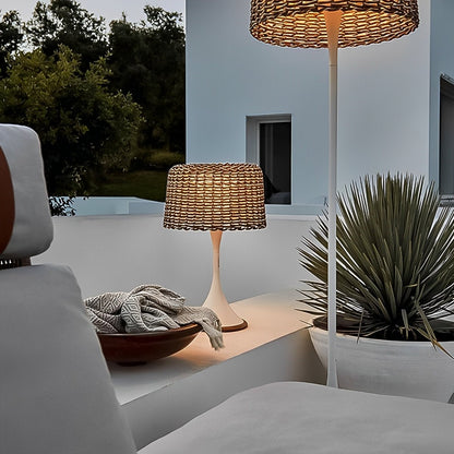 Solar Waterproof Weave Shade LED Outdoor Floor Lamp - Flare Shack