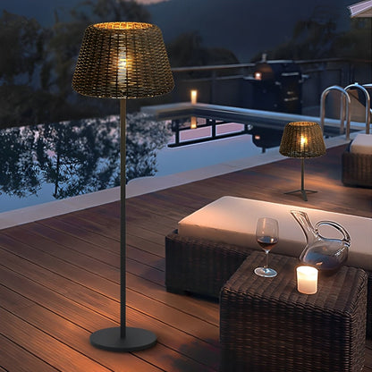 Solar Waterproof Weave Shade LED Outdoor Floor Lamp - Flare Shack
