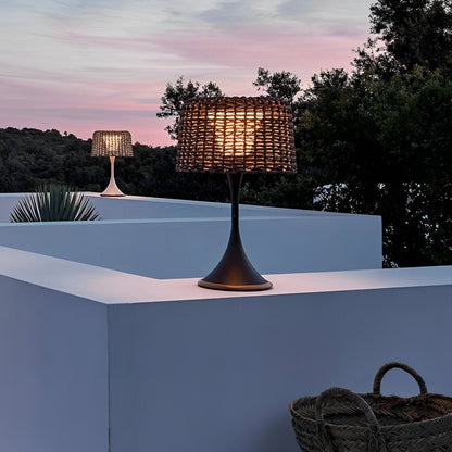 Solar Waterproof Weave Shade LED Outdoor Floor Lamp - Flare Shack