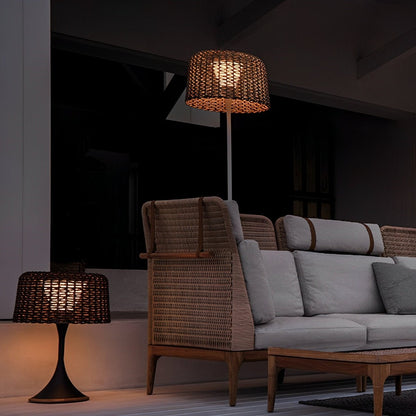 Waterproof Weave Shade LED Outdoor Floor Lamp