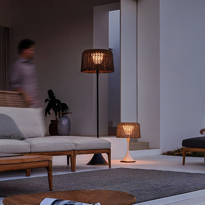 Solar Waterproof Weave Shade LED Outdoor Floor Lamp - Flare Shack