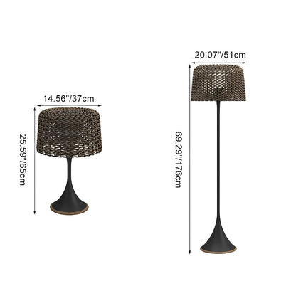 Waterproof Weave Shade LED Outdoor Floor Lamp