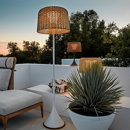 Solar Waterproof Weave Shade LED Outdoor Floor Lamp - Flare Shack