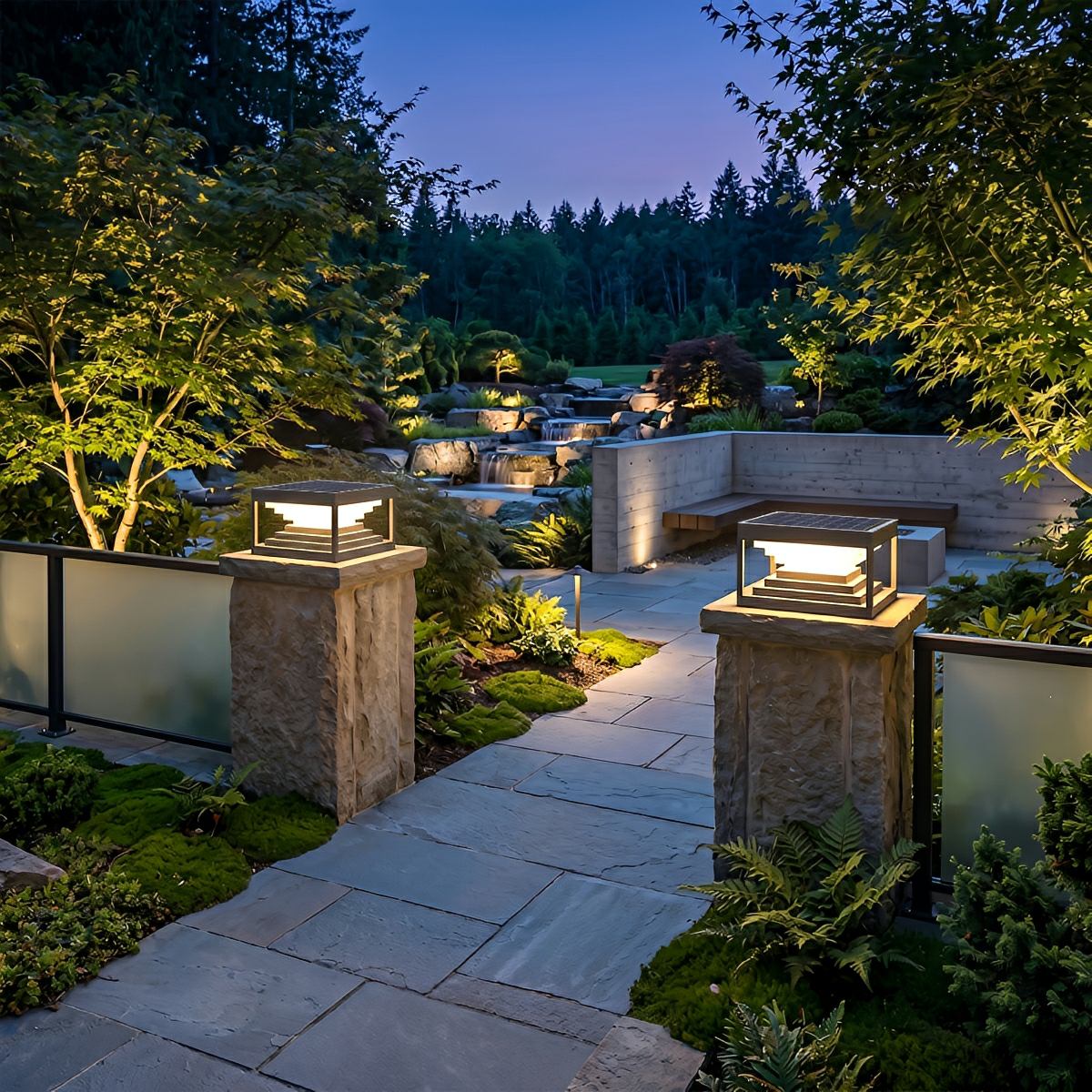 Square Geometric LED Modern Outdoor Post Light - Flare Shack