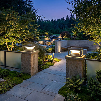 Square Geometric LED Modern Outdoor Post Light - Flare Shack