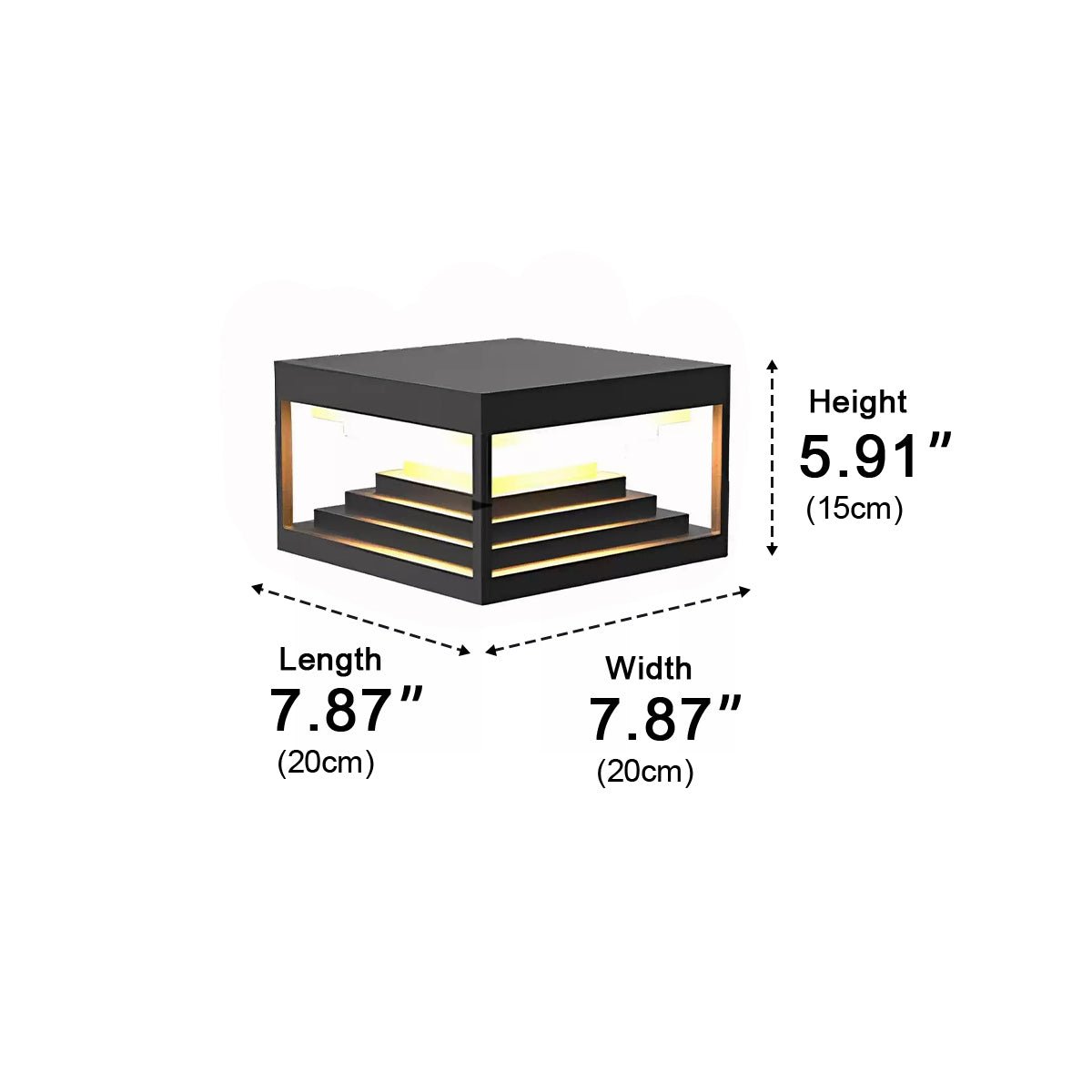 Square Geometric LED Modern Outdoor Post Light