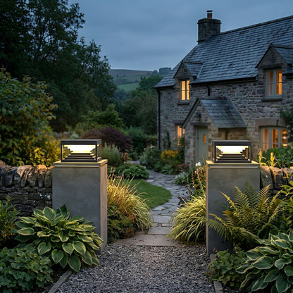 Square Geometric LED Modern Outdoor Post Light - Flare Shack
