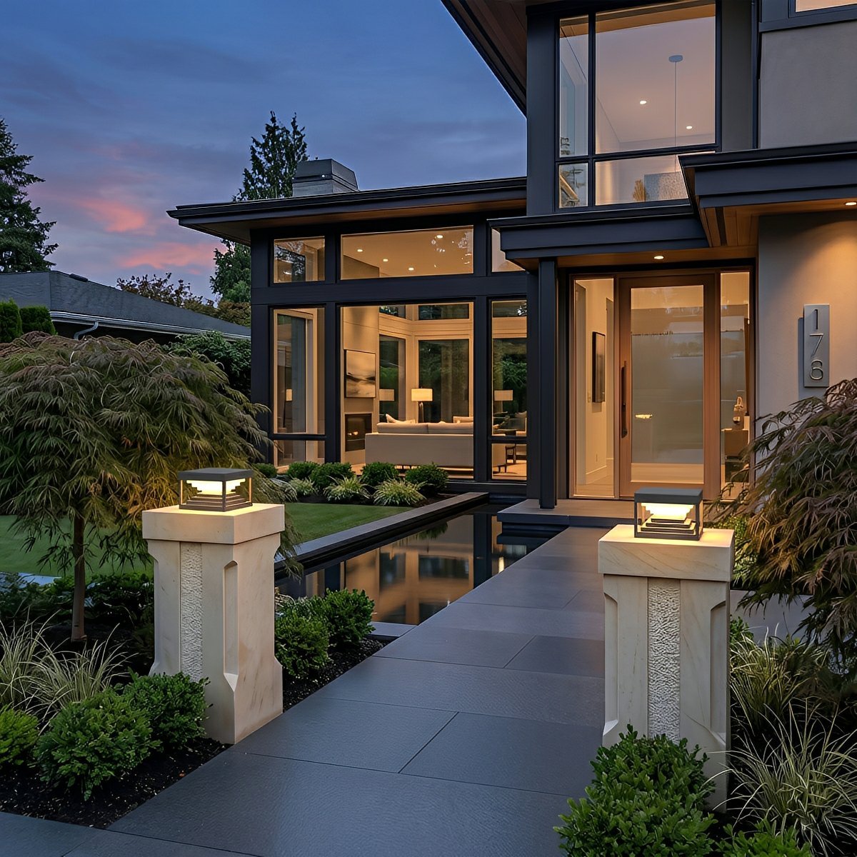 Square Geometric LED Modern Outdoor Post Light - Flare Shack