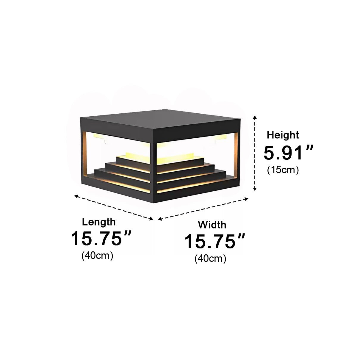 Square Geometric LED Modern Outdoor Post Light