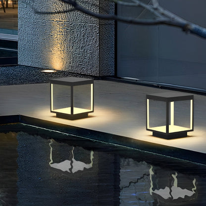 Square Hollow Frame Waterproof LED Courtyard Solar Post Cap Light - Flare Shack