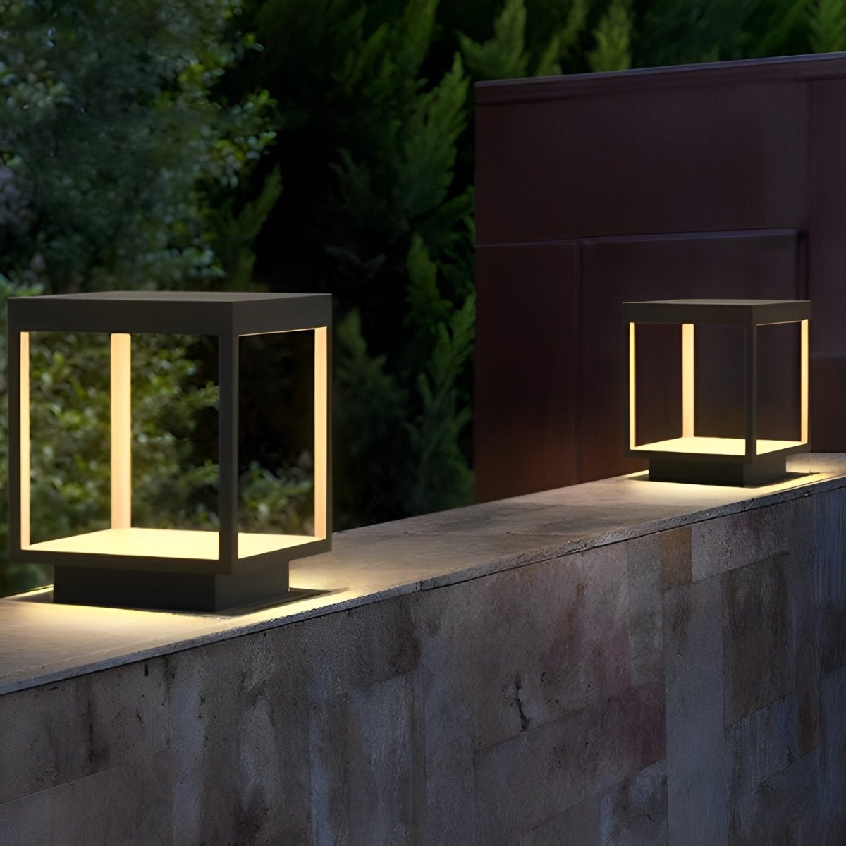 Square Hollow Frame Waterproof LED Courtyard Solar Post Cap Light - Flare Shack
