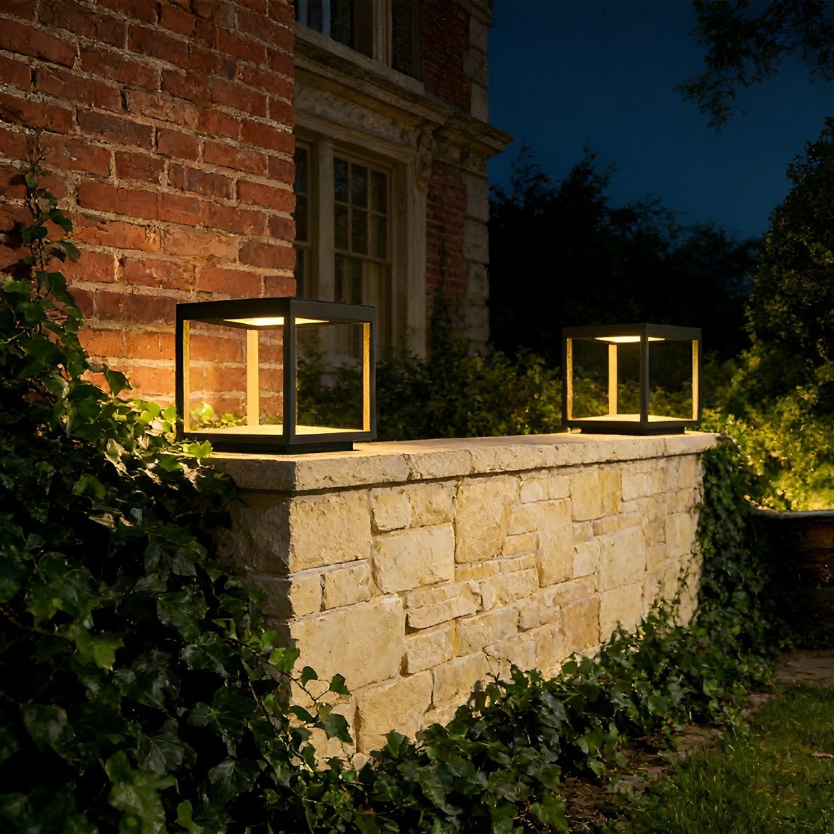 Square Hollow Frame Waterproof LED Outdoor Post Cap Light - Flare Shack