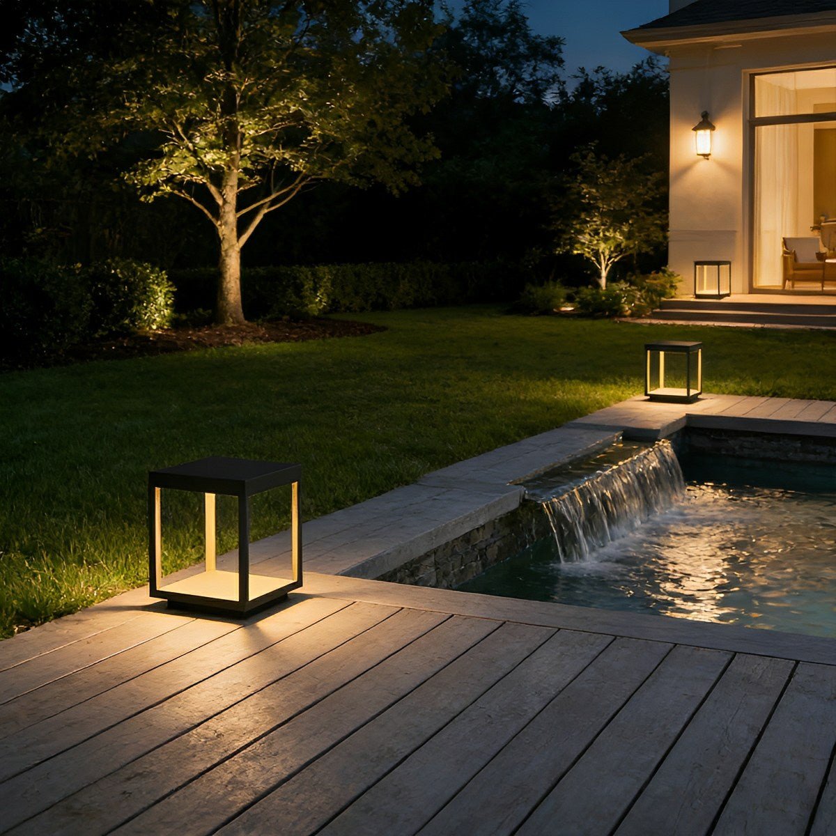 Square Hollow Frame Waterproof LED Outdoor Post Cap Light - Flare Shack