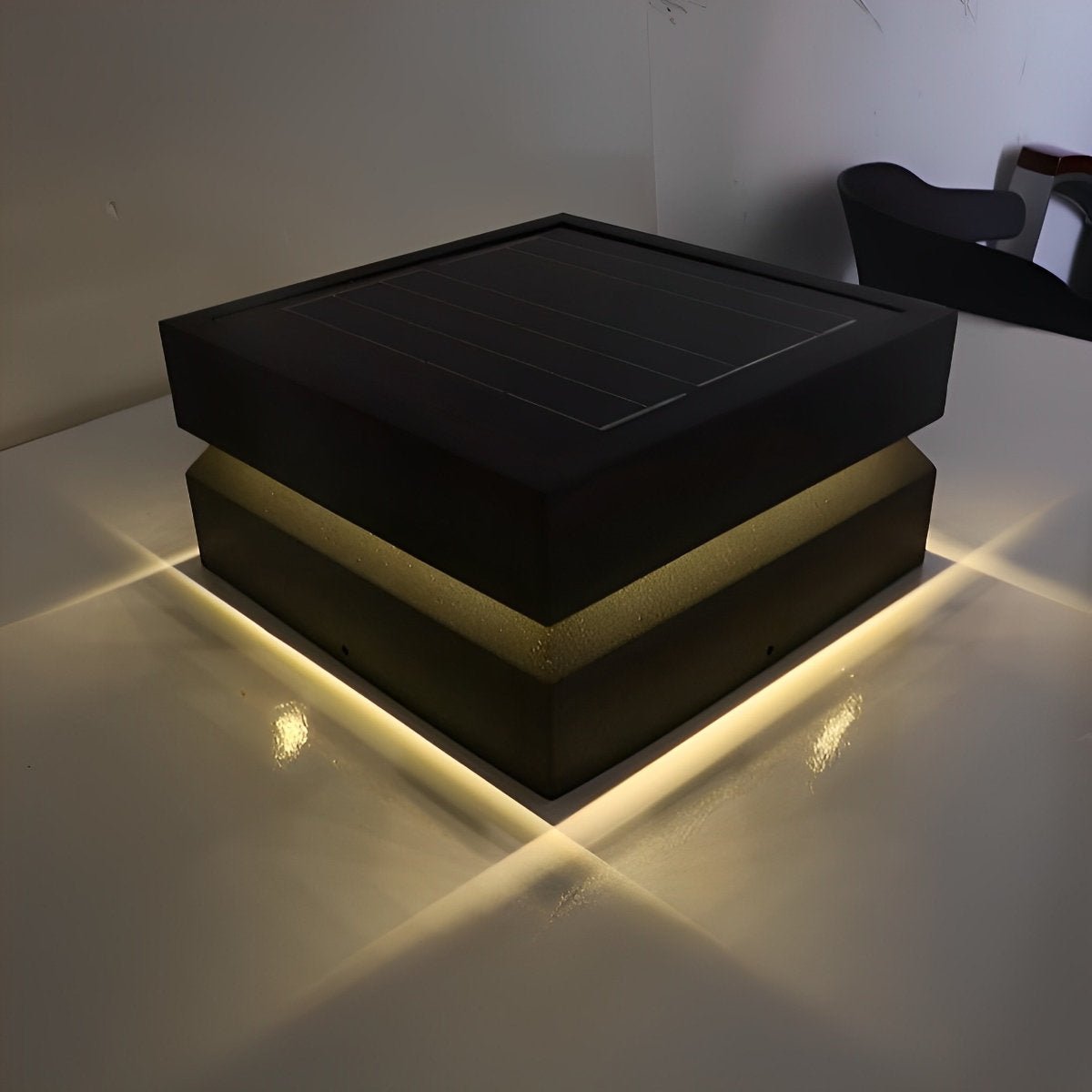 Square LED 16w Waterproof Black Modern Solar Post Caps Lights - Flare Shack