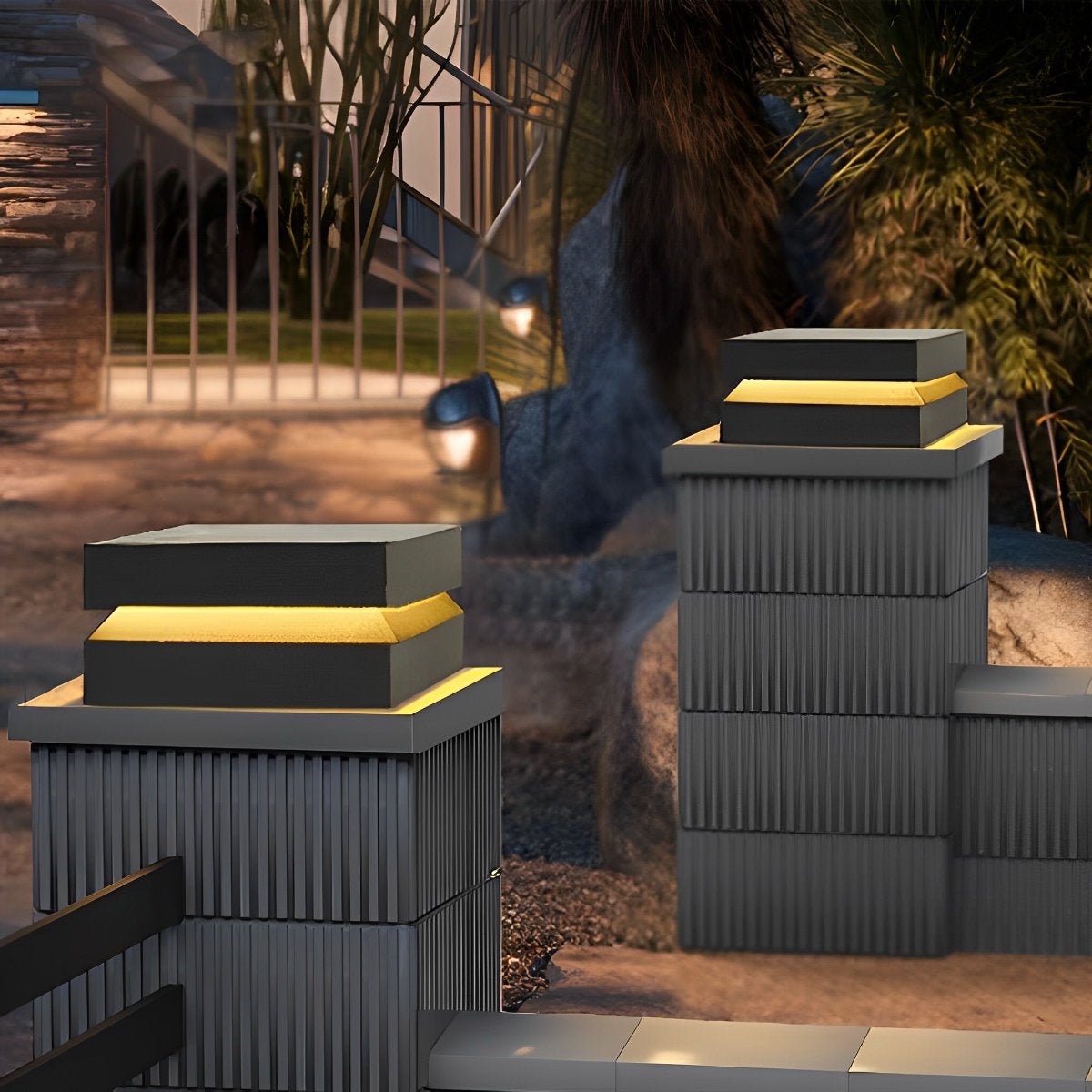 Square LED 16w Waterproof Black Modern Solar Post Caps Lights - Flare Shack