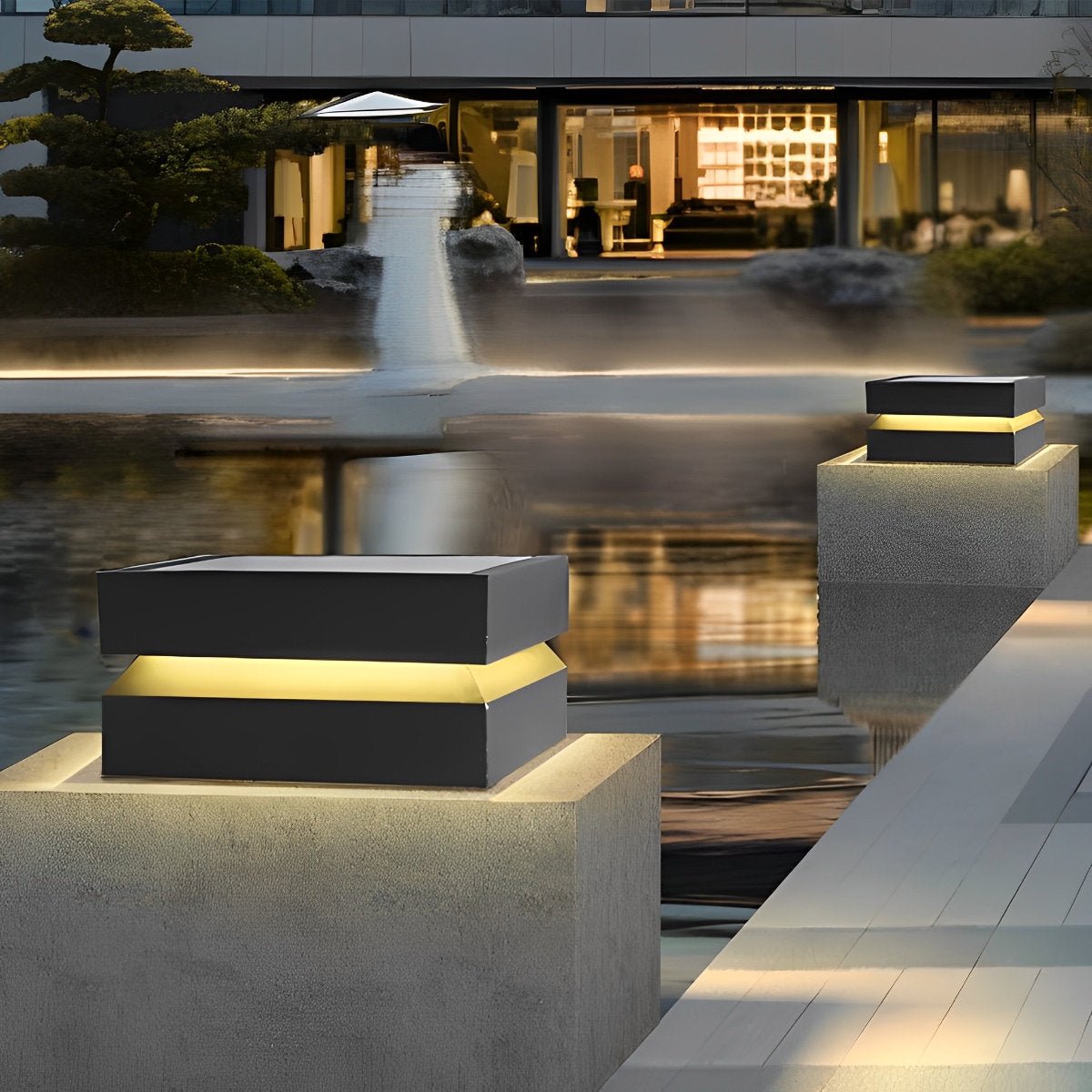 Square LED 16w Waterproof Black Modern Solar Post Caps Lights - Flare Shack