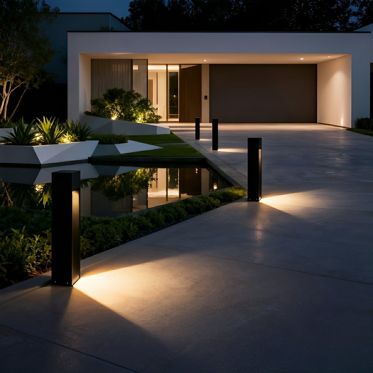 Square LED Waterproof Black Modern Pathway Walkway Lights Outdoor Lantern Lamp - Flare Shack
