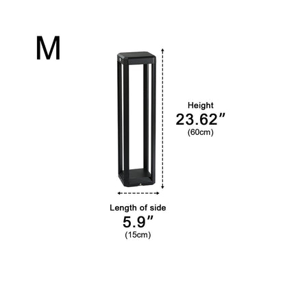 Modern Minimalist Rectangle Hollow Waterproof Black Pathway Post Light