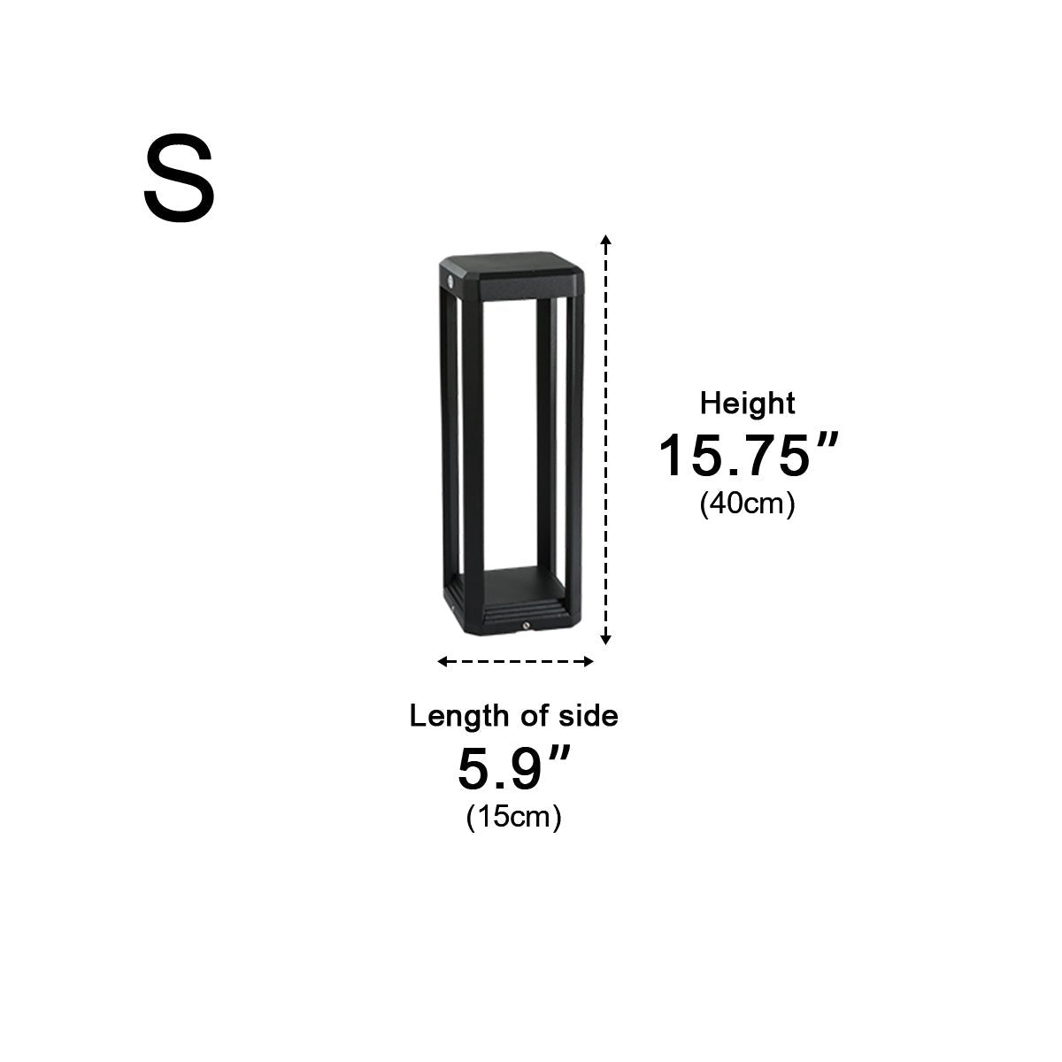 Modern Minimalist Rectangle Hollow Waterproof Black Pathway Post Light