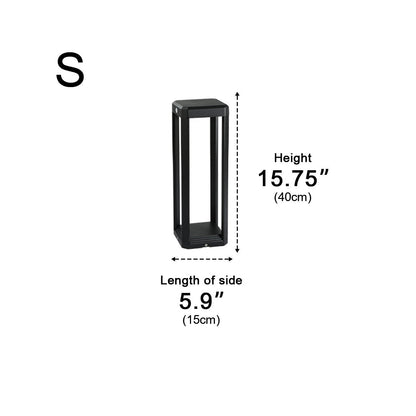 Modern Minimalist Rectangle Hollow Waterproof Black Pathway Post Light