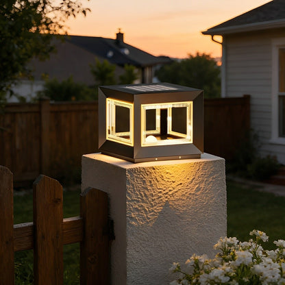 Square Modern Stainless Steel Waterproof LED Outdoor Post Lights - Flare Shack