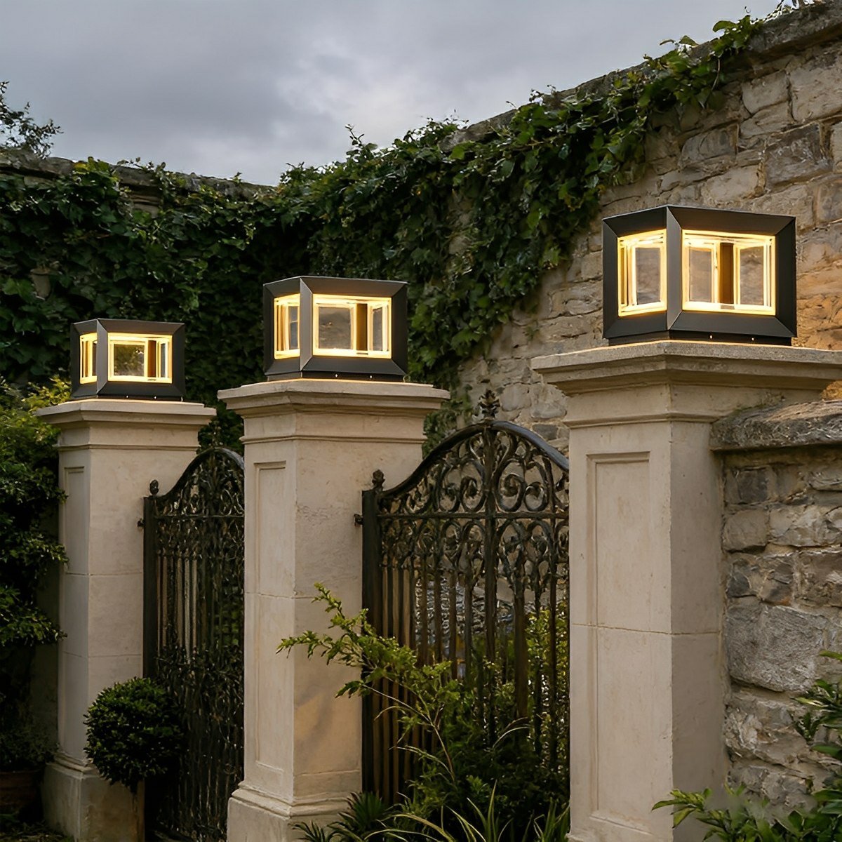Square Modern Stainless Steel Waterproof LED Outdoor Post Lights - Flare Shack