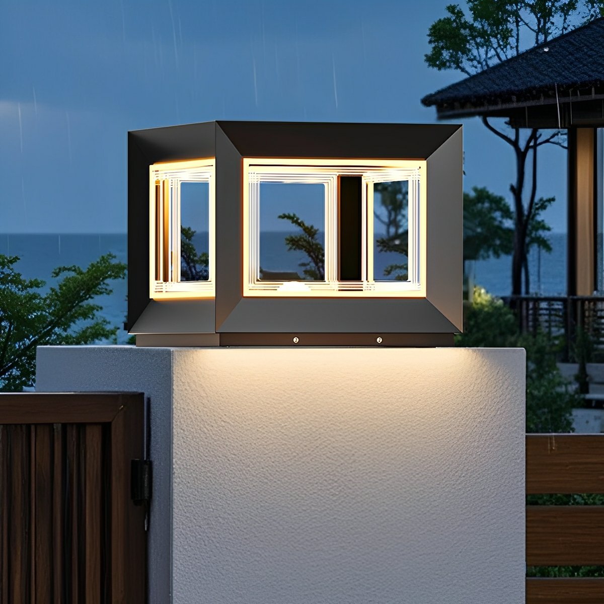 Square Modern Stainless Steel Waterproof Solar LED Outdoor Post Lights - Flare Shack