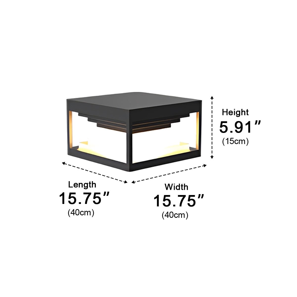 Square Modern Stepped Geometry Outdoor Post Lights