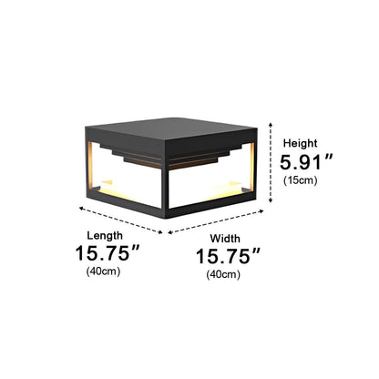 Square Modern Stepped Geometry Outdoor Post Lights