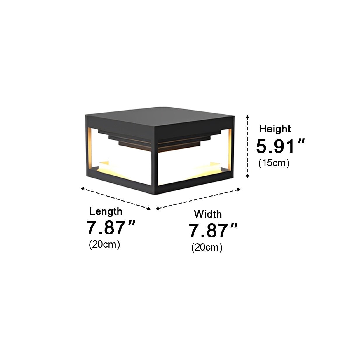 Square Modern Stepped Geometry Outdoor Post Lights