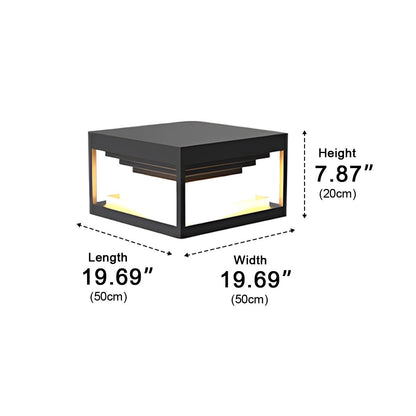 Square Modern Stepped Geometry Outdoor Post Lights