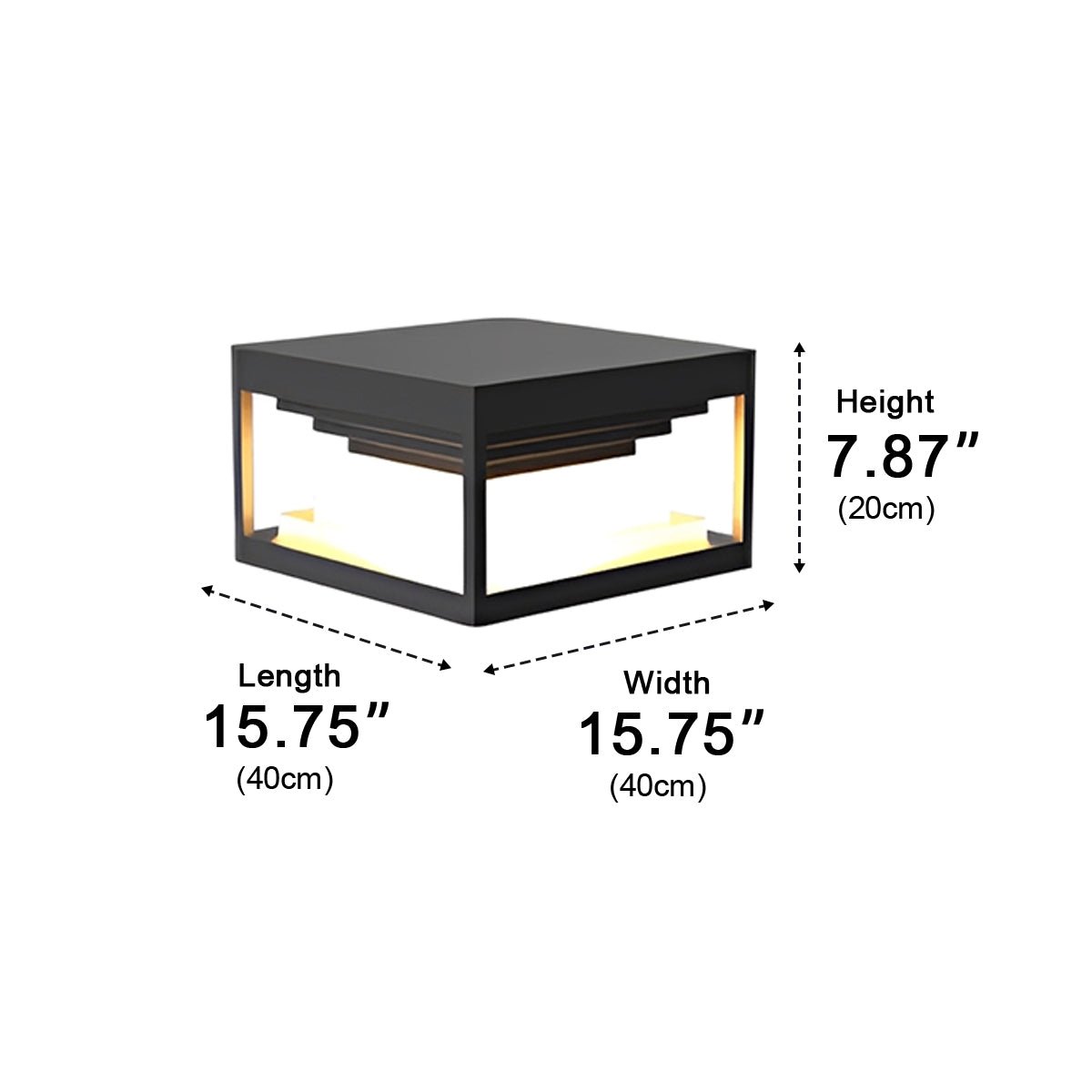 Square Modern Stepped Geometry Outdoor Post Lights