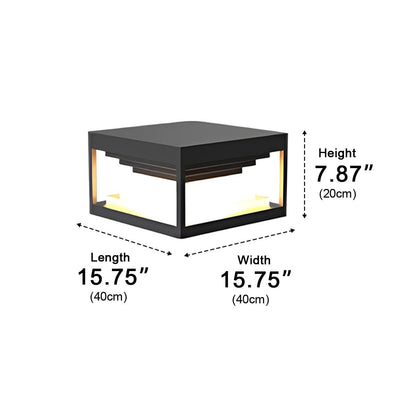 Square Modern Stepped Geometry Outdoor Post Lights