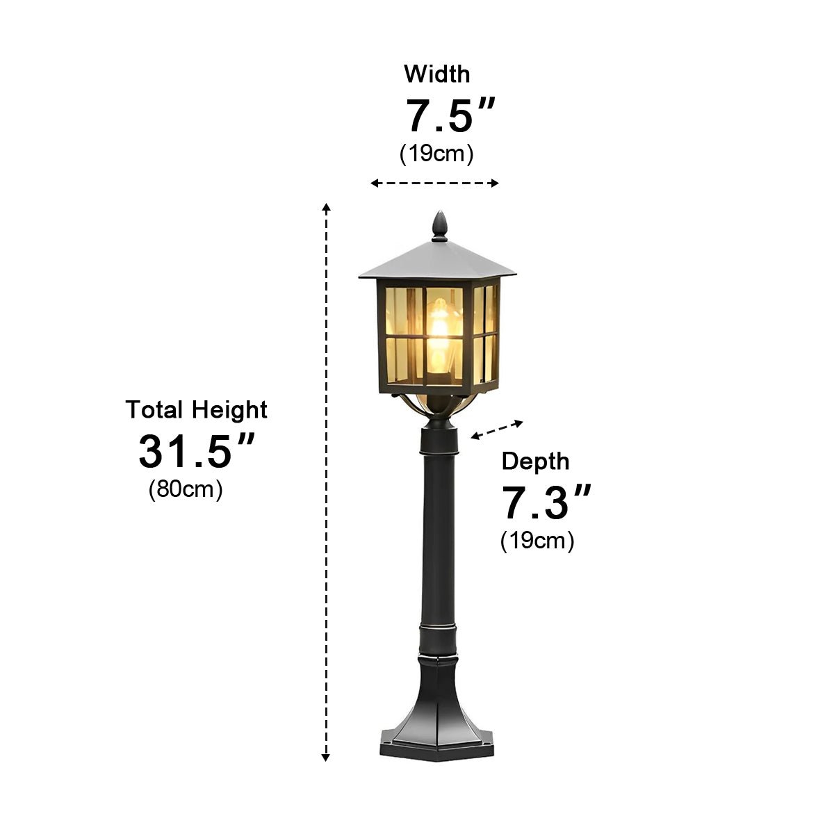 Retro Waterproof Black Outdoor Lawn Post Lights Lantern Lamps