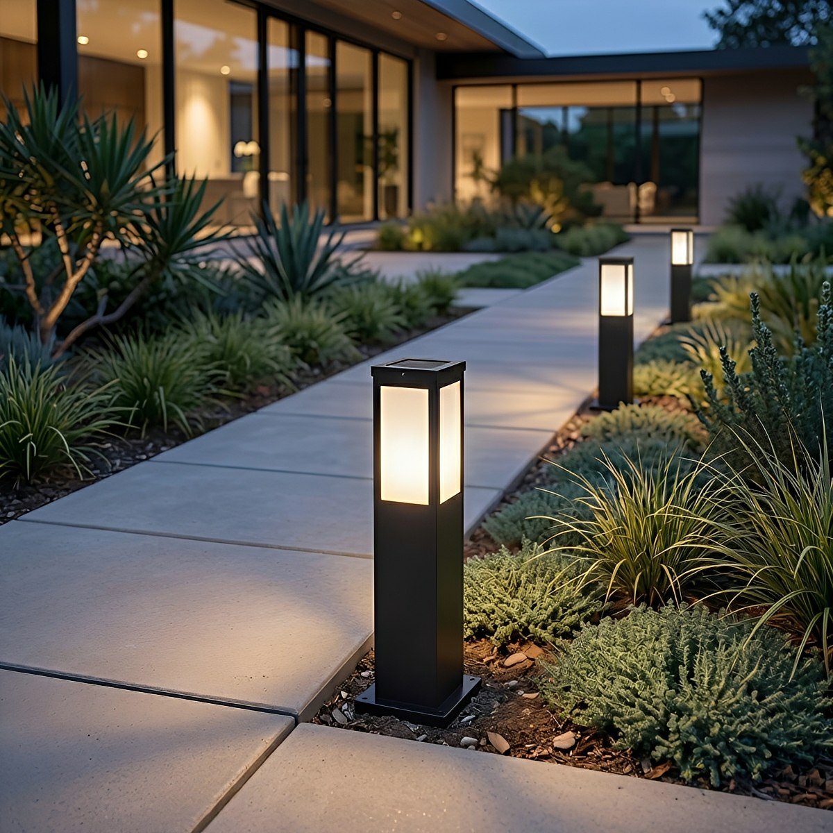 Square Waterproof LED Modern Solar Outdoor Path Lights Post Lights Walkway Lamps - Flare Shack