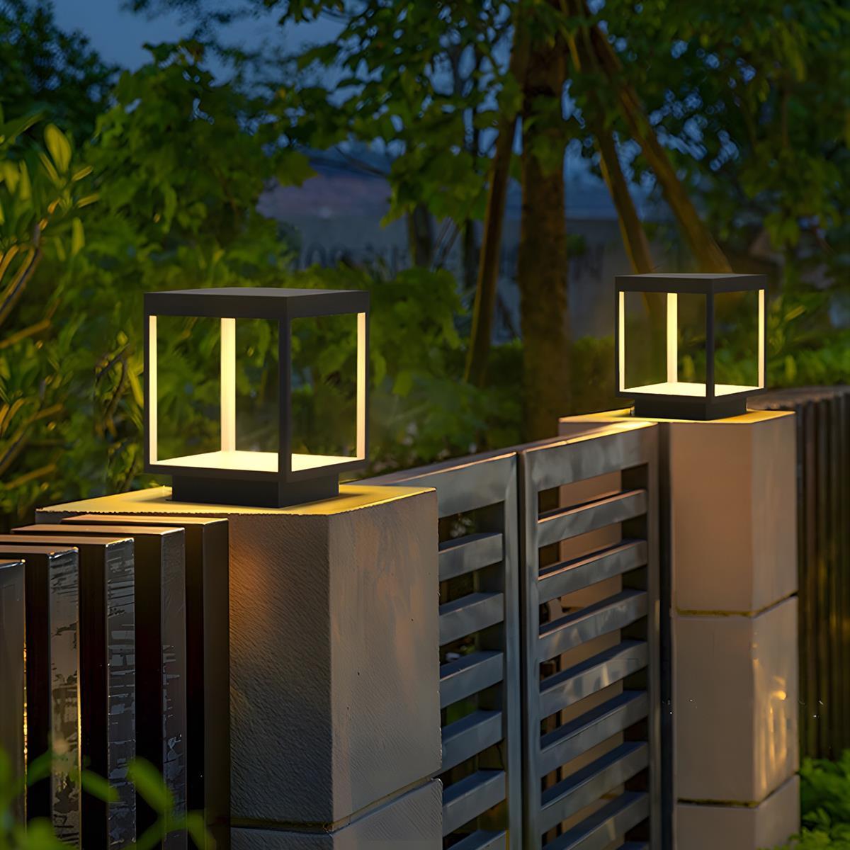 Stainless Steel Waterproof Solar Square Hollow LED Outdoor Post Lights - Flare Shack