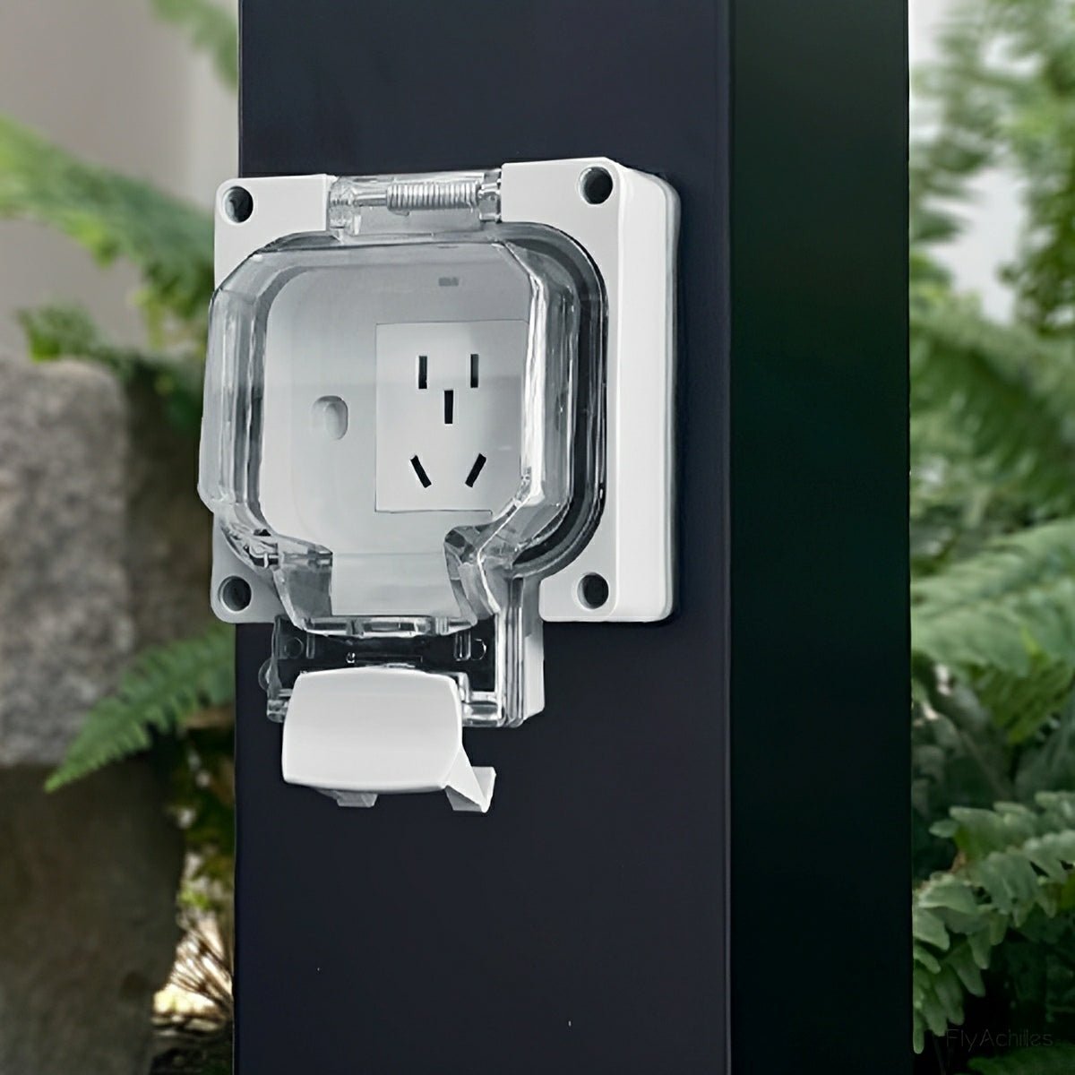 Steel Outdoor Waterproof Pathway Lights with GFCI-Protected Outlet