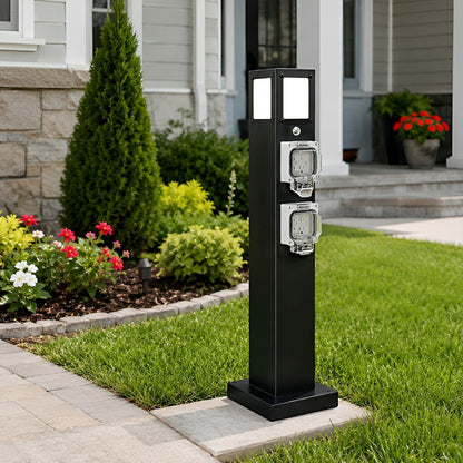 Steel Outdoor Waterproof Pathway Lights with GFCI-Protected Outlet - Flare Shack