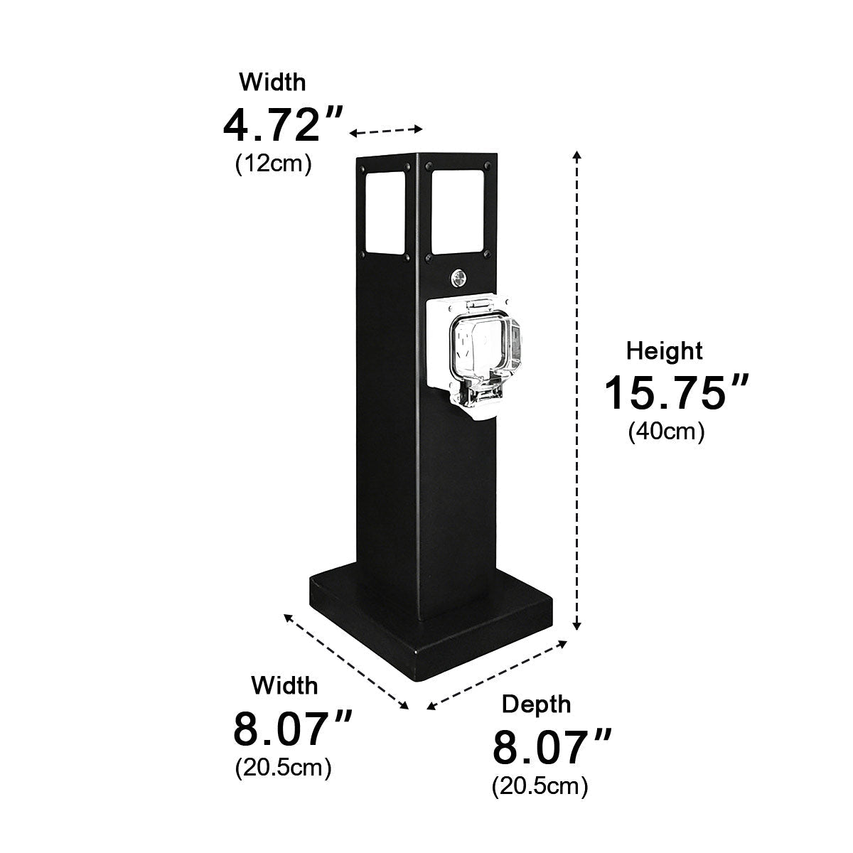Steel Outdoor Waterproof Pathway Lights with GFCI-Protected Outlet