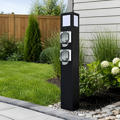 Steel Waterproof Outdoor Pathway Light with GFCI-Protected Outlet