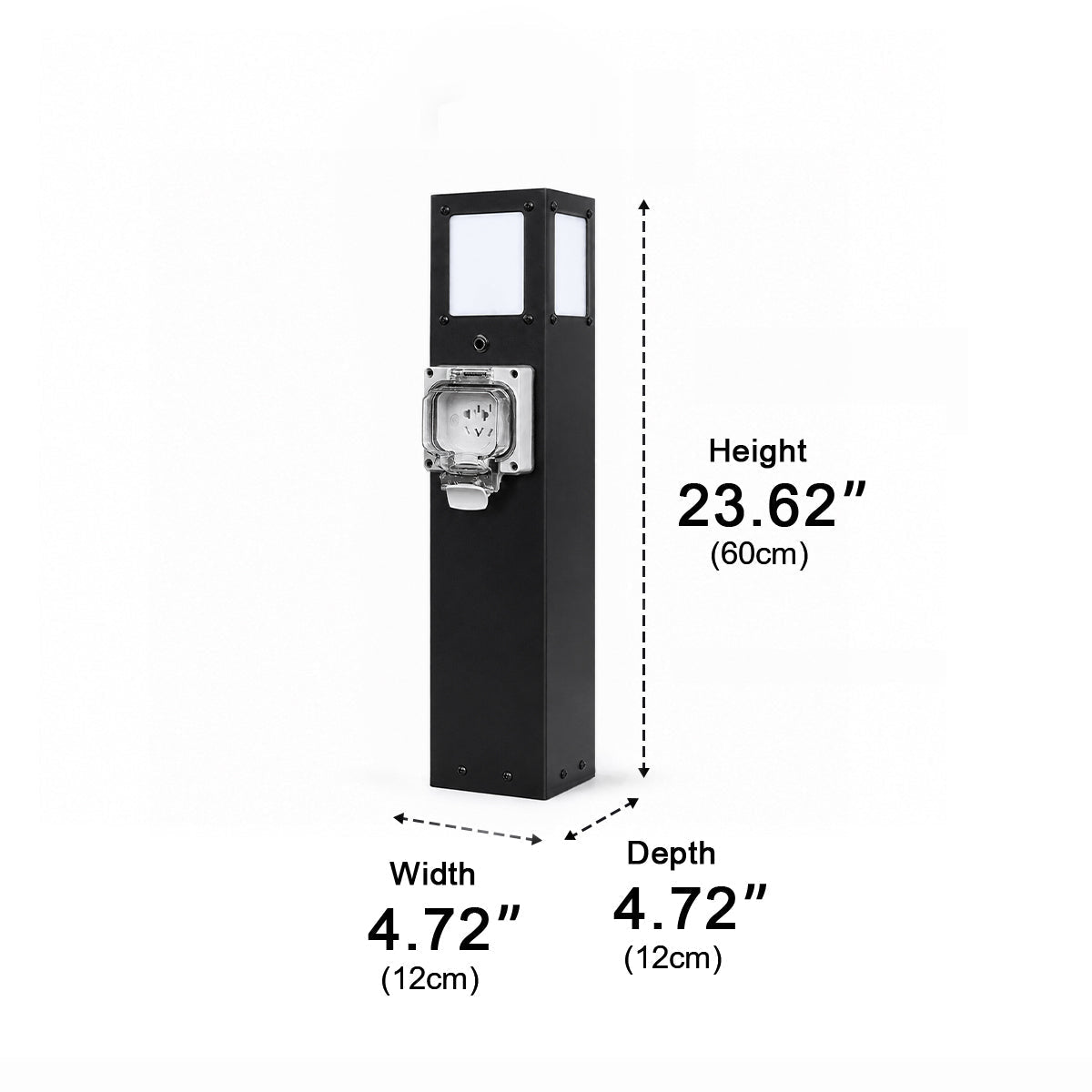 Steel Waterproof Outdoor Pathway Light with GFCI-Protected Outlet